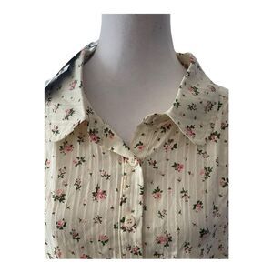 Allegra K‎ Floral Cream Blouse
